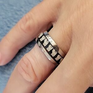 CAT LOVERS Silver Band Ring, Unisex